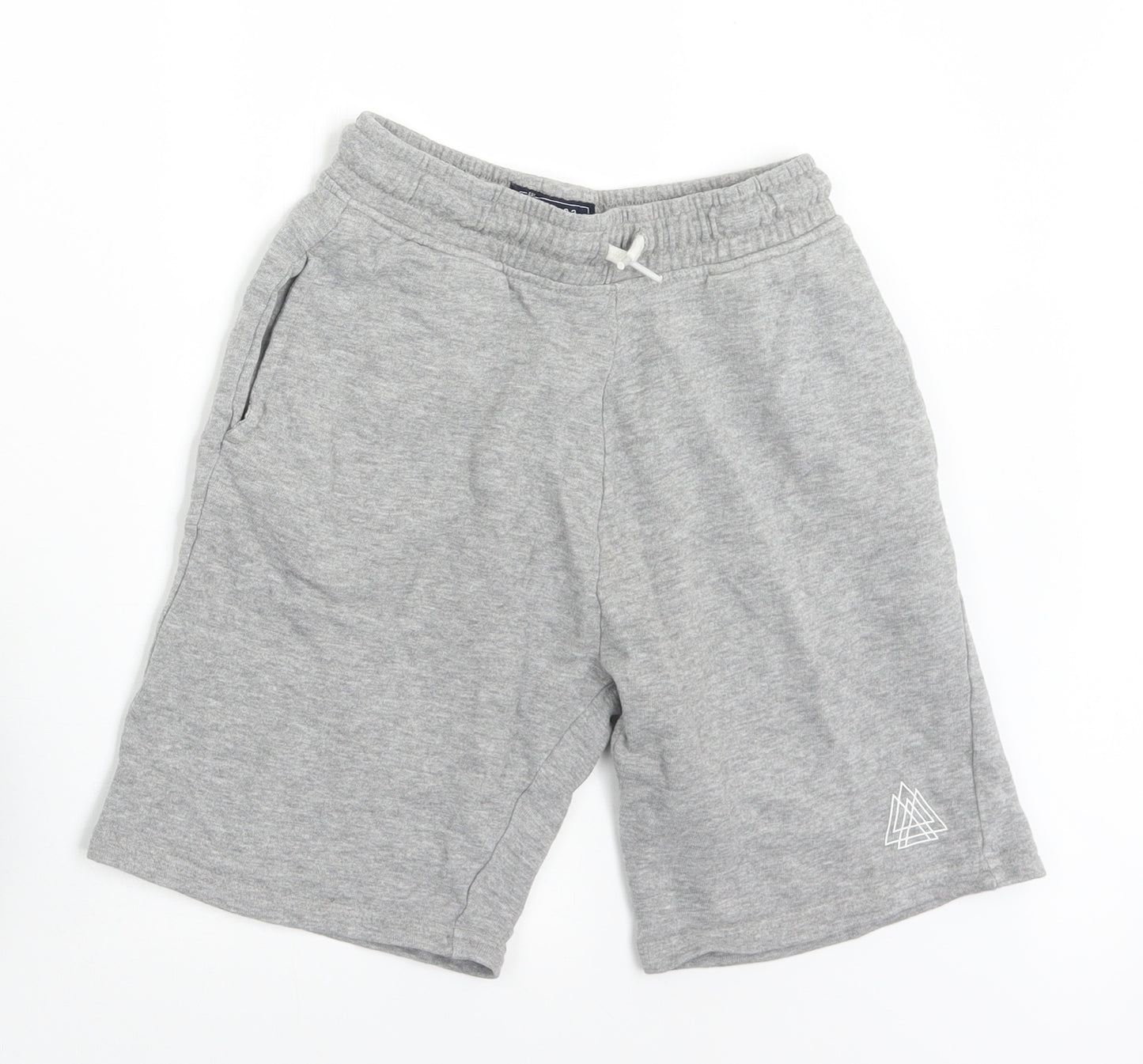 NEXT Boys Grey  Cotton Dungaree Shorts Shorts Size 11 Years  Regular Drawstring