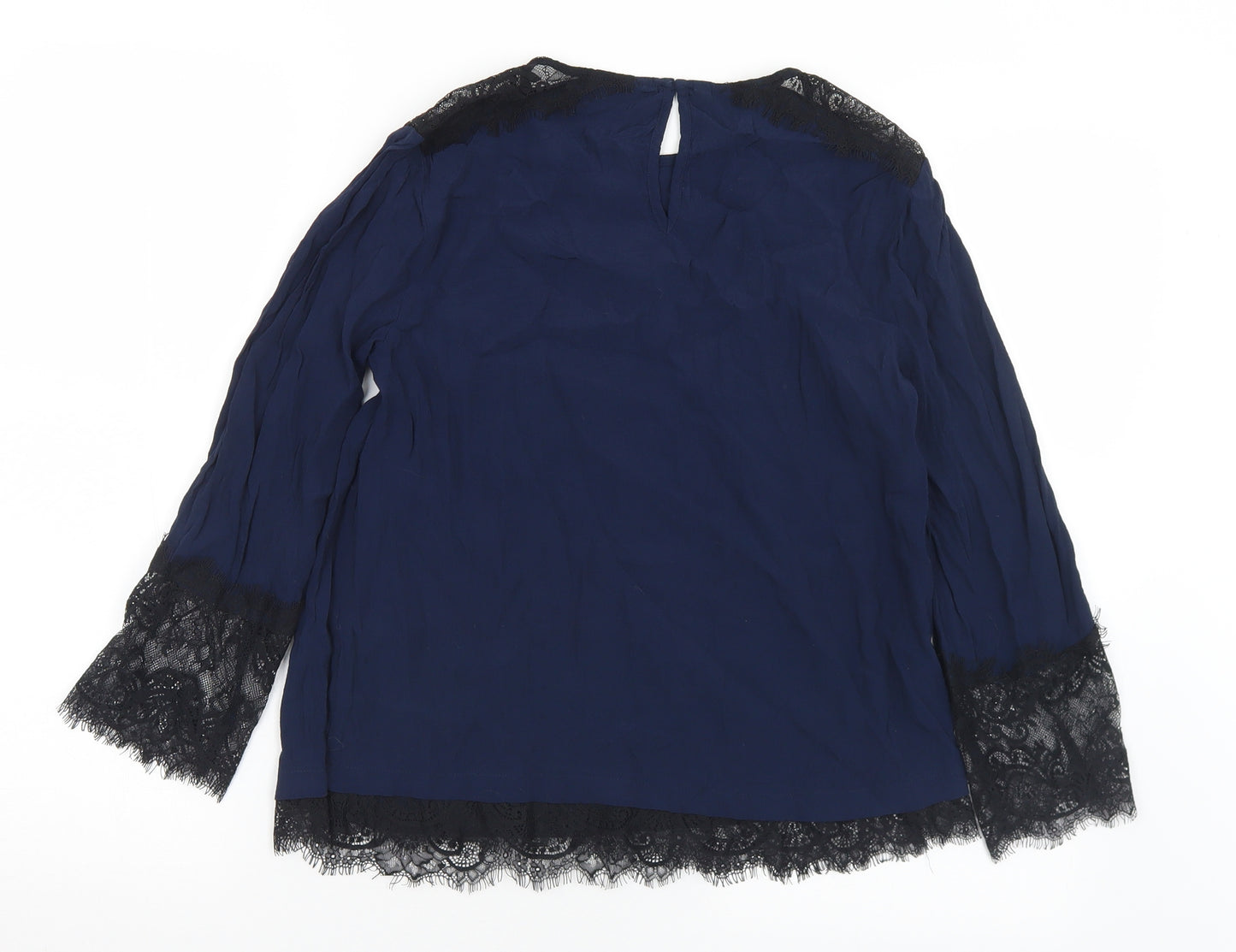 Monsoon Womens Blue  Nylon Basic Blouse Size 10 Round Neck