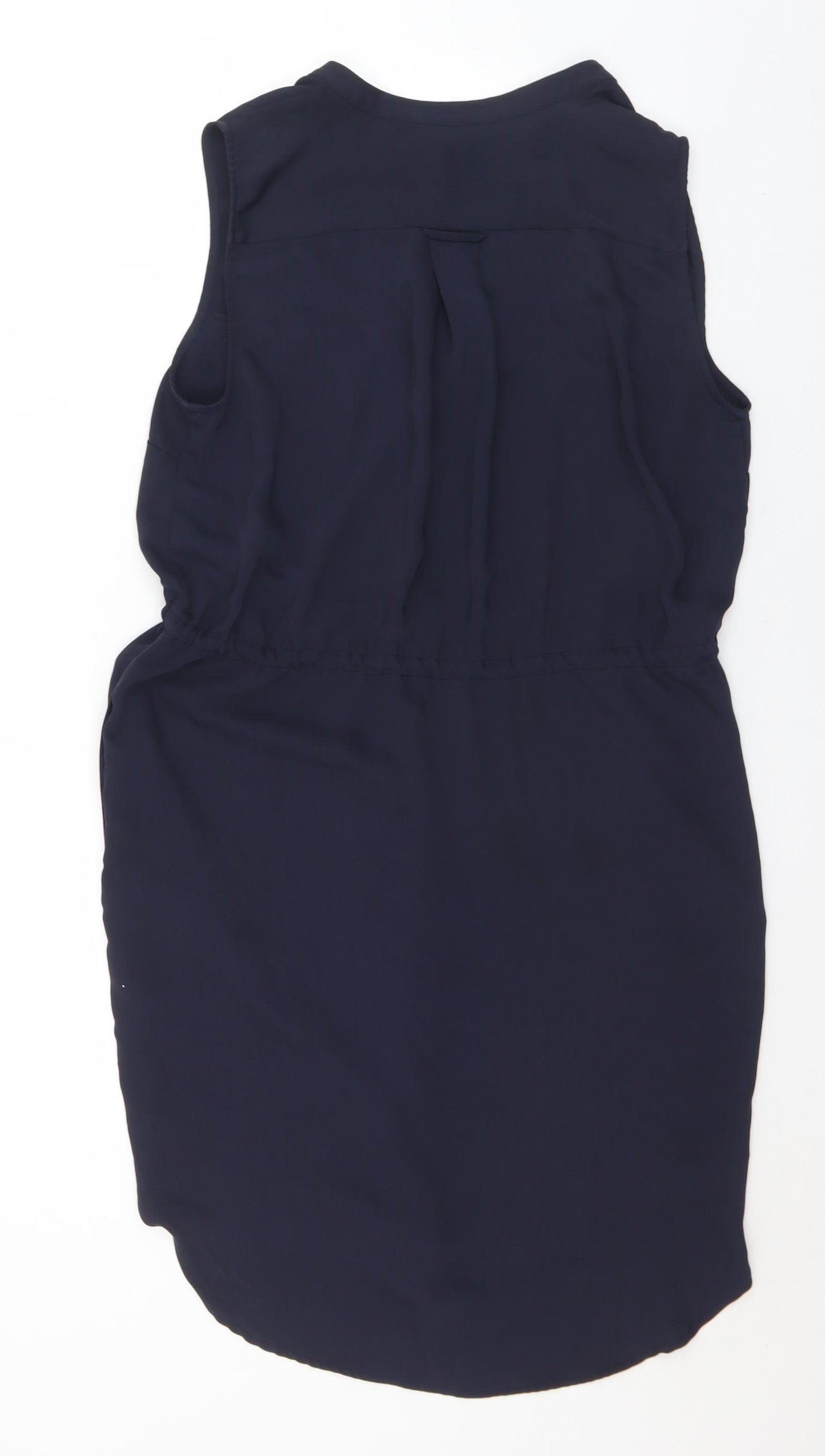 H&M Womens Blue  Polyester Shirt Dress  Size 12  Henley Button