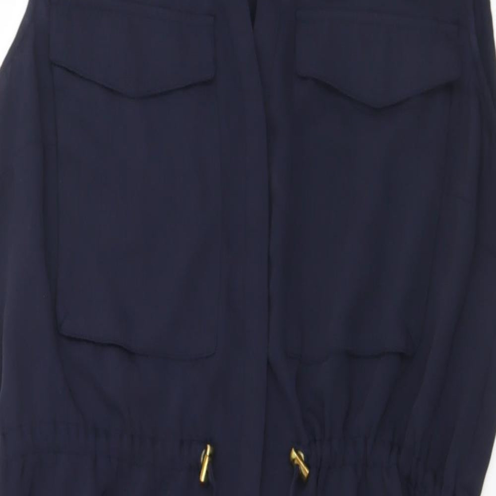 H&M Womens Blue  Polyester Shirt Dress  Size 12  Henley Button