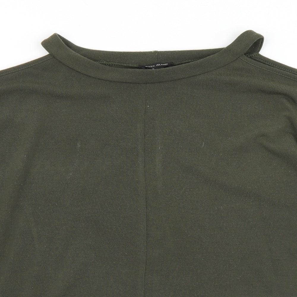 River Island Womens Green Mock Neck  Polyester Pullover Jumper Size 10