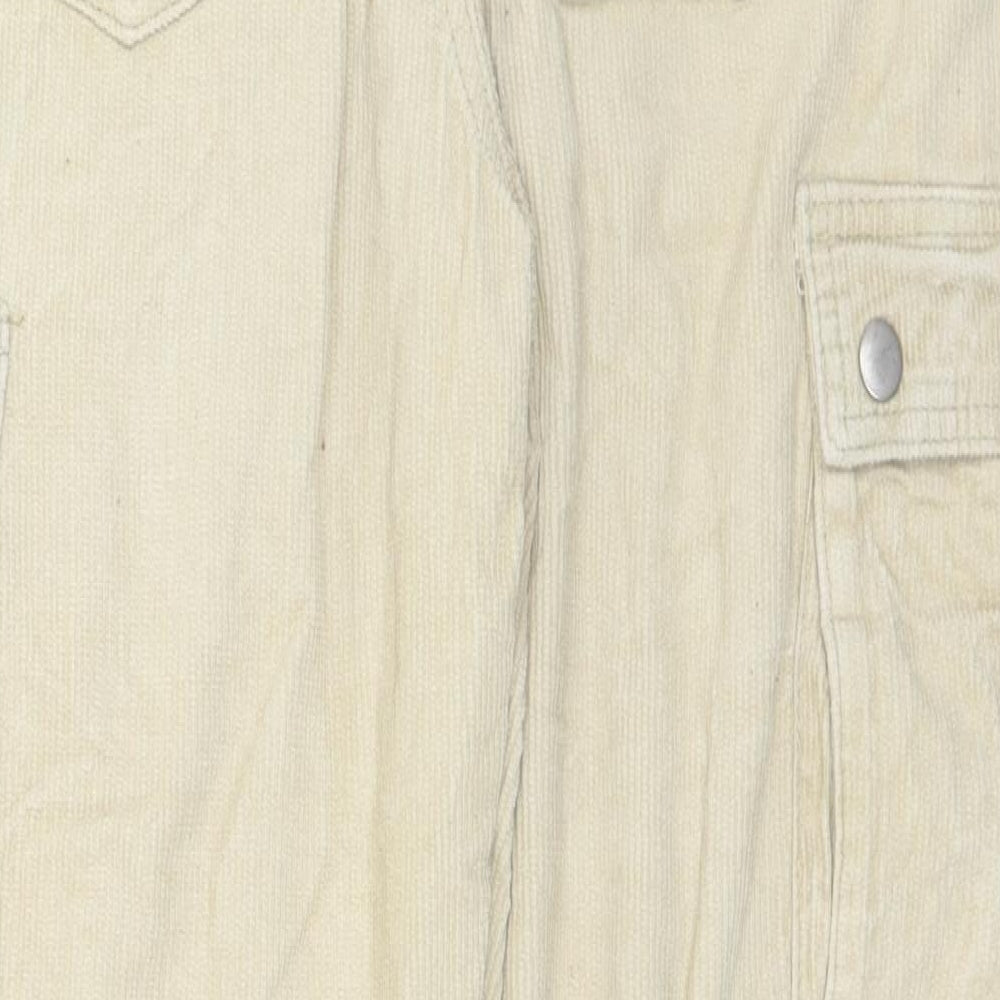 PRETTYLITTLETHING Womens Beige  Cotton Cargo Trousers Size 10 L28 in Regular Button