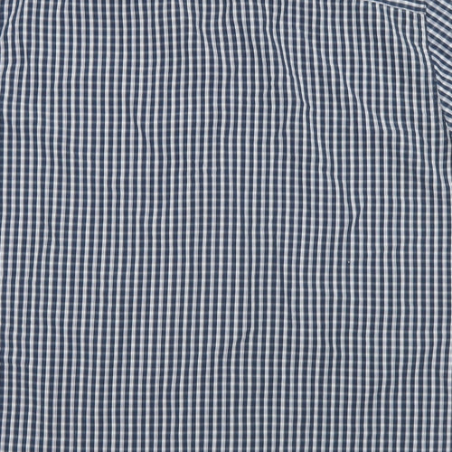 Peacocks  Mens Blue Check Polyester  Button-Up Size L Collared Button