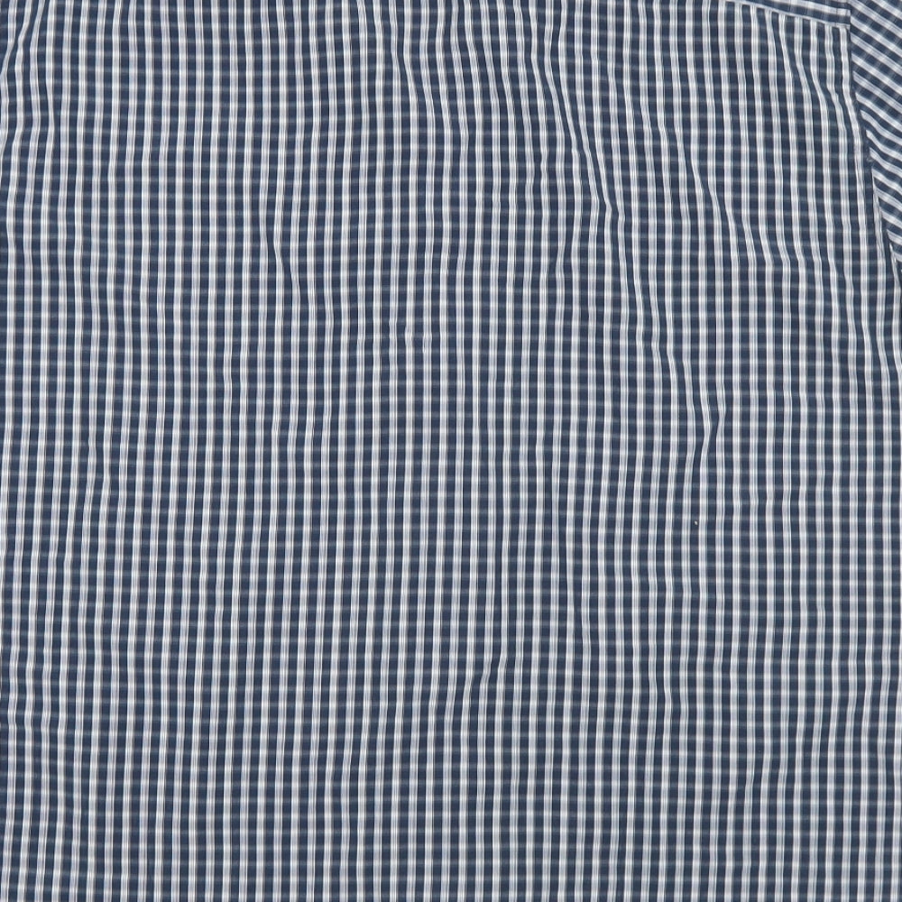 Peacocks  Mens Blue Check Polyester  Button-Up Size L Collared Button