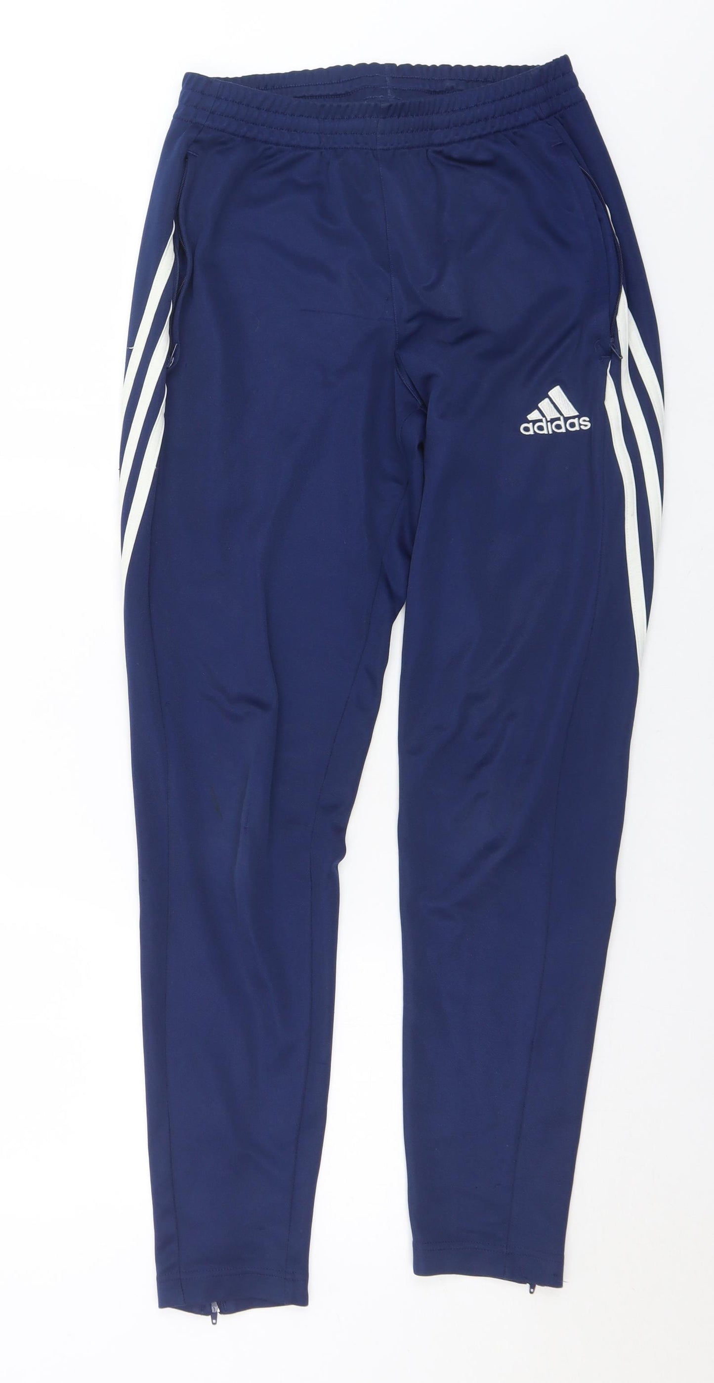 adidas Mens Blue  Polyester Track Pants Trousers Size S L30 in Regular Drawstring