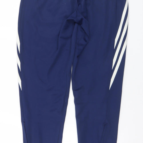 adidas Mens Blue  Polyester Track Pants Trousers Size S L30 in Regular Drawstring