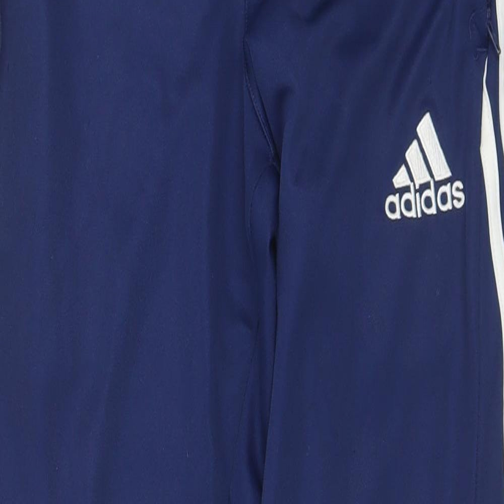 adidas Mens Blue  Polyester Track Pants Trousers Size S L30 in Regular Drawstring