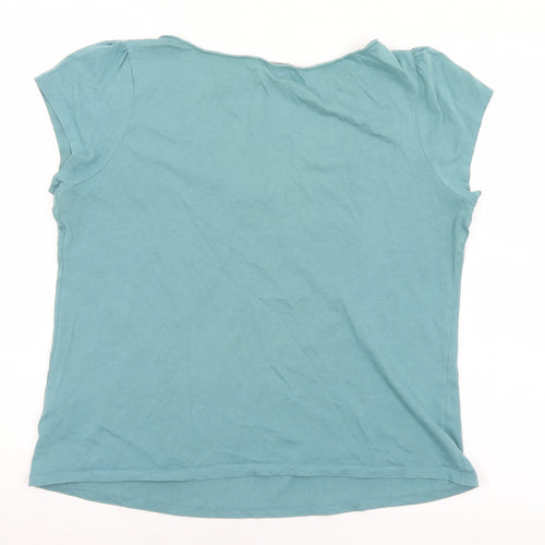 Marks and Spencer Womens Blue  Cotton Basic T-Shirt Size 16 V-Neck