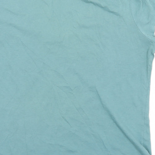 Marks and Spencer Womens Blue  Cotton Basic T-Shirt Size 16 V-Neck