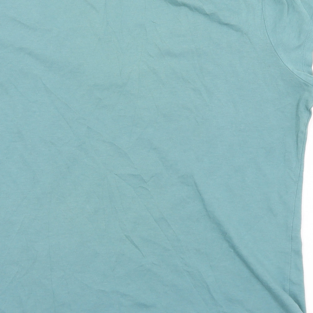 Marks and Spencer Womens Blue  Cotton Basic T-Shirt Size 16 V-Neck