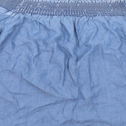 F&F Womens Blue Floral Lyocell Basic T-Shirt Size 6 Off the Shoulder