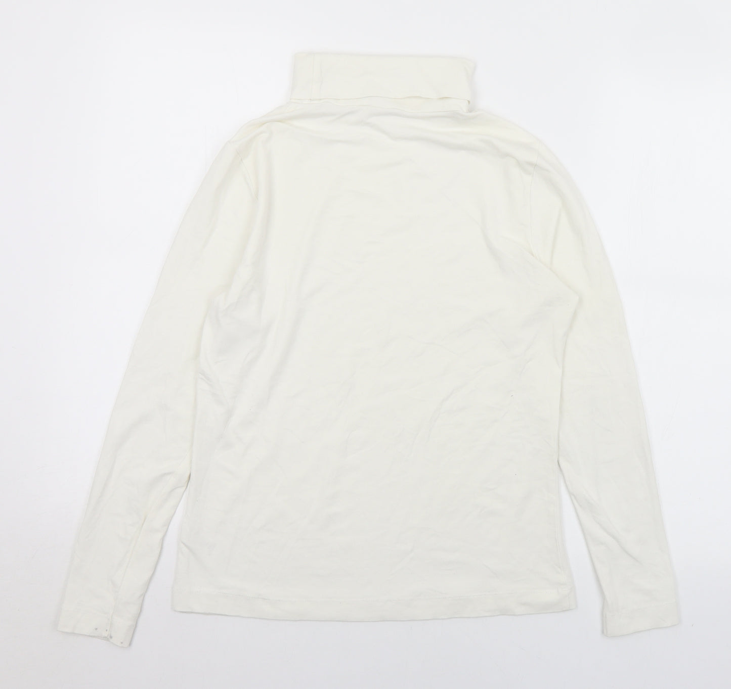 TU Womens White  Cotton Basic T-Shirt Size 14 Roll Neck