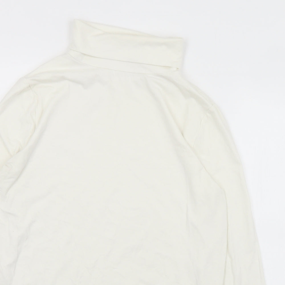 TU Womens White  Cotton Basic T-Shirt Size 14 Roll Neck
