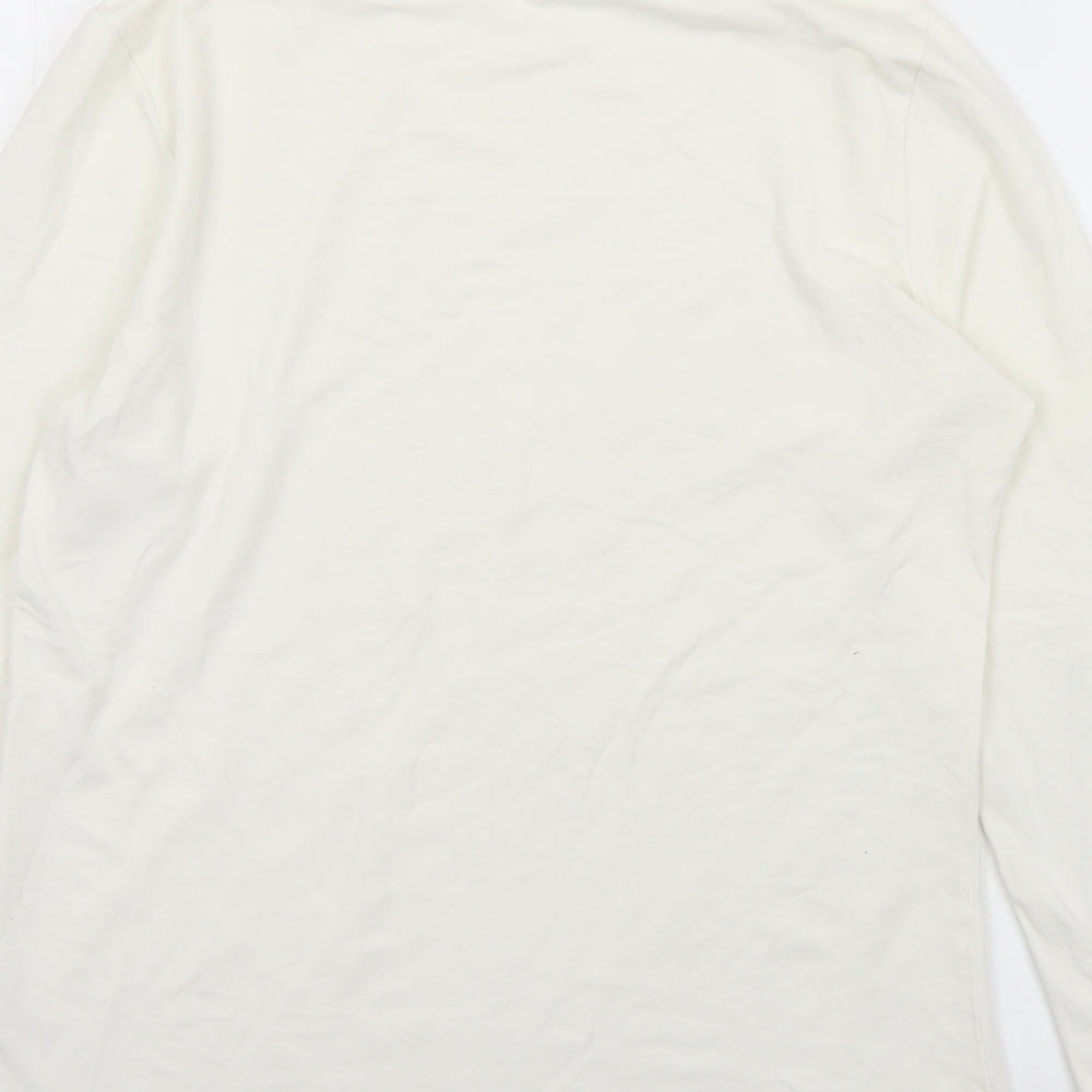 TU Womens White  Cotton Basic T-Shirt Size 14 Roll Neck