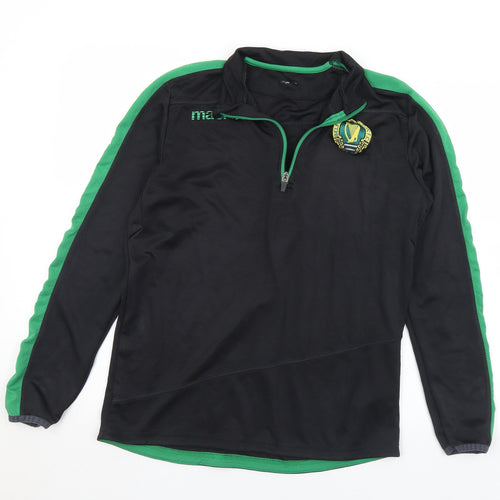 Macron Mens Black  Polyester Jersey Polo Size M Collared Zip - M/L Belfast Celtic FC