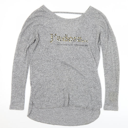 River Island Womens Grey Round Neck  Polyester Pullover Jumper Size 8   - J'adore