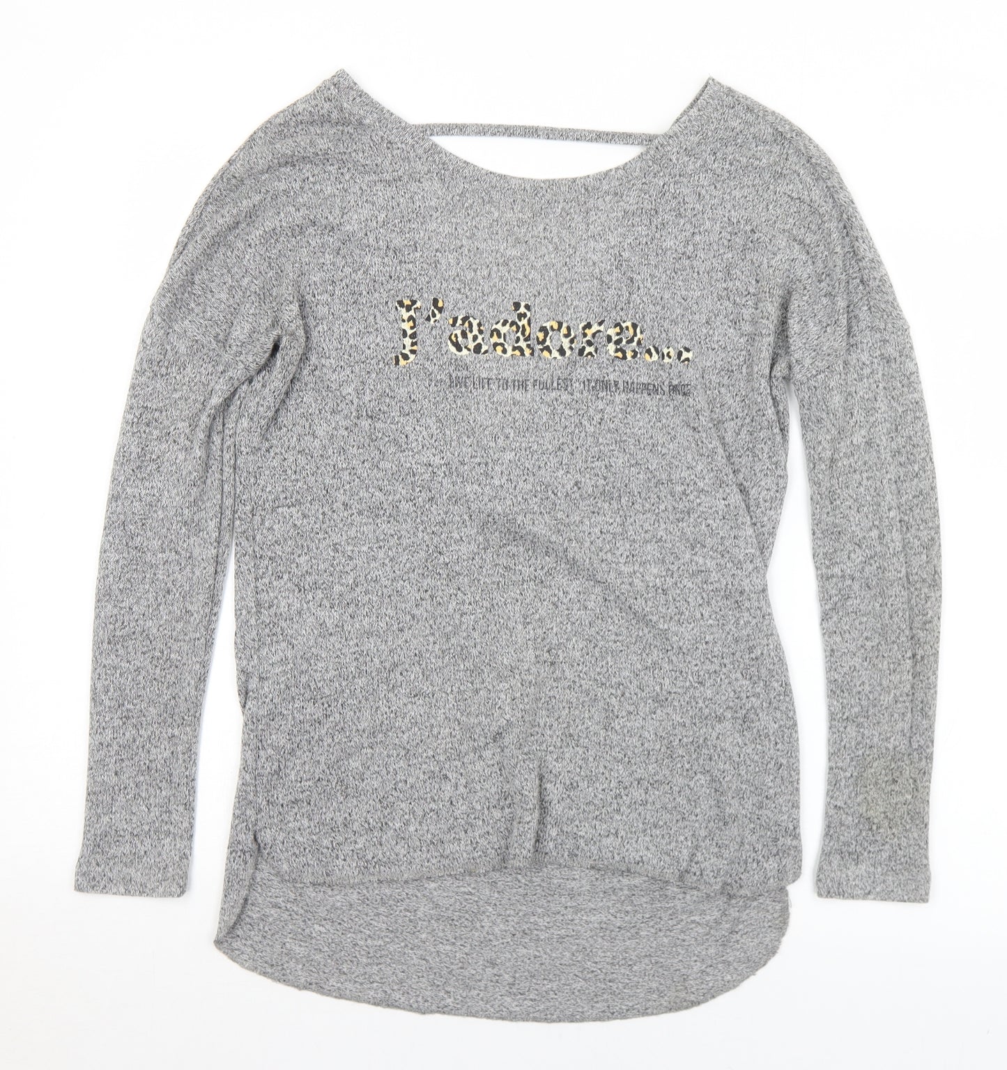 River Island Womens Grey Round Neck  Polyester Pullover Jumper Size 8   - J'adore