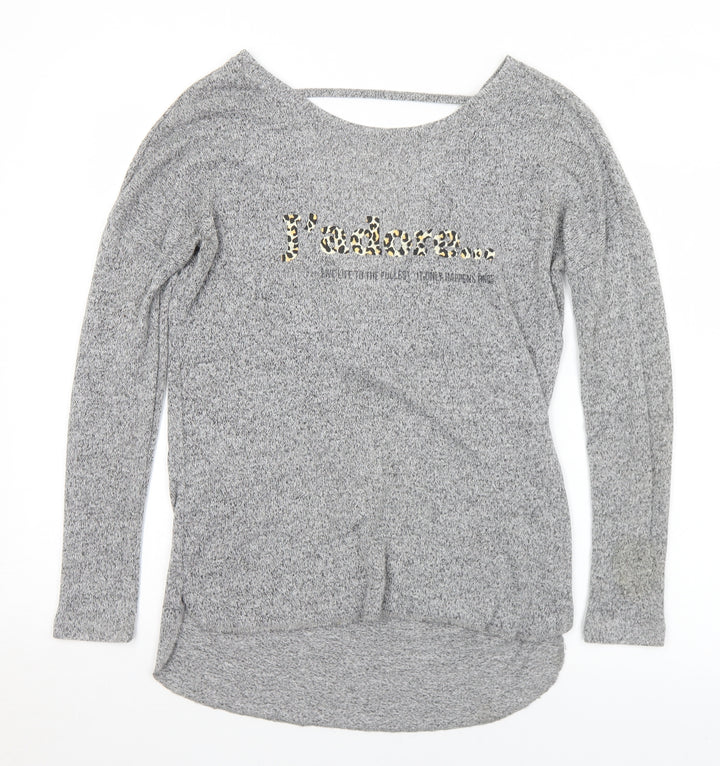 River Island Womens Grey Round Neck  Polyester Pullover Jumper Size 8   - J'adore