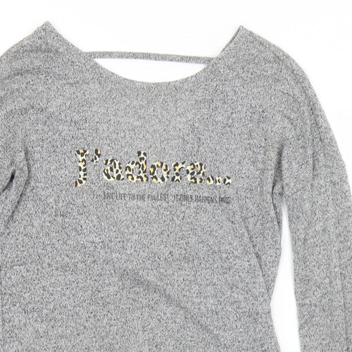 River Island Womens Grey Round Neck  Polyester Pullover Jumper Size 8   - J'adore