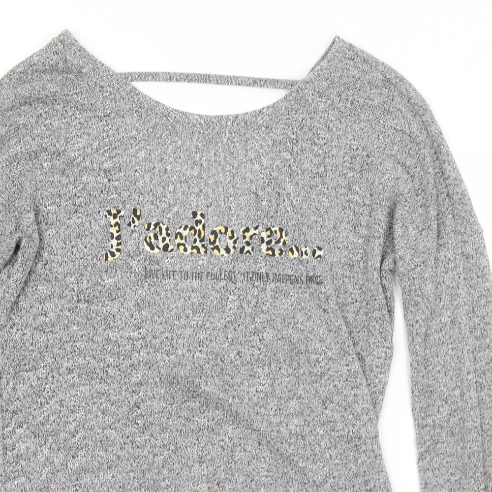 River Island Womens Grey Round Neck  Polyester Pullover Jumper Size 8   - J'adore