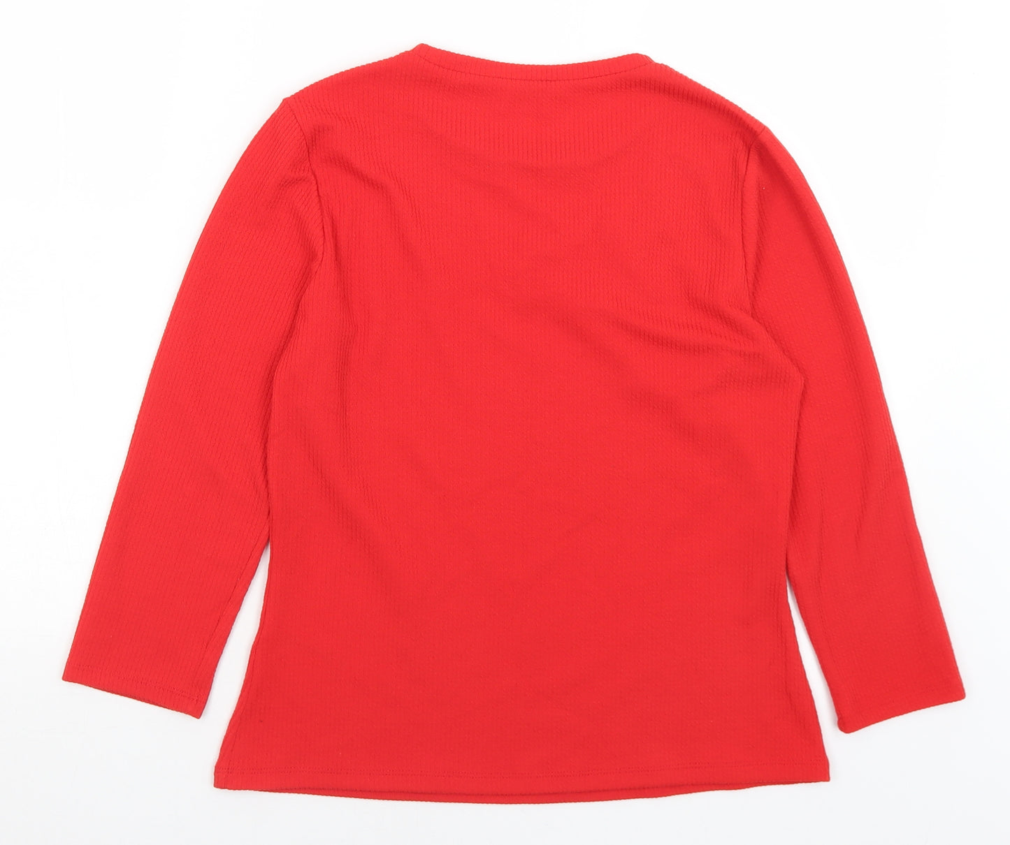 Savida Womens Red Round Neck  Polyacrylate Fibre Pullover Jumper Size L   - Bead detail