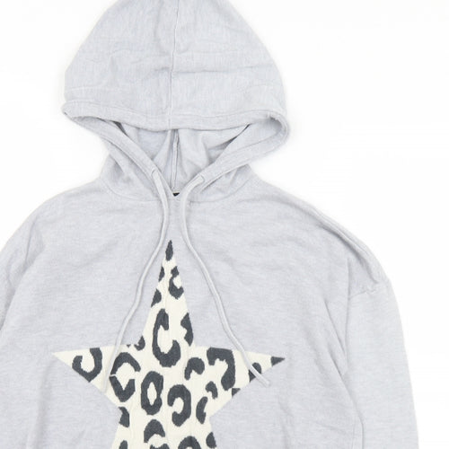 F&F Womens Grey Animal Print Viscose Pullover Hoodie Size 12