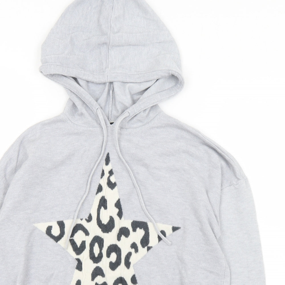 F&F Womens Grey Animal Print Viscose Pullover Hoodie Size 12
