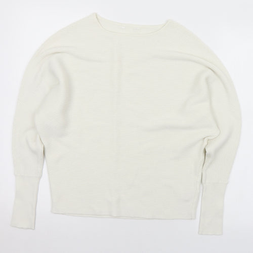 Primark Womens White Round Neck  Viscose Pullover Jumper Size 6