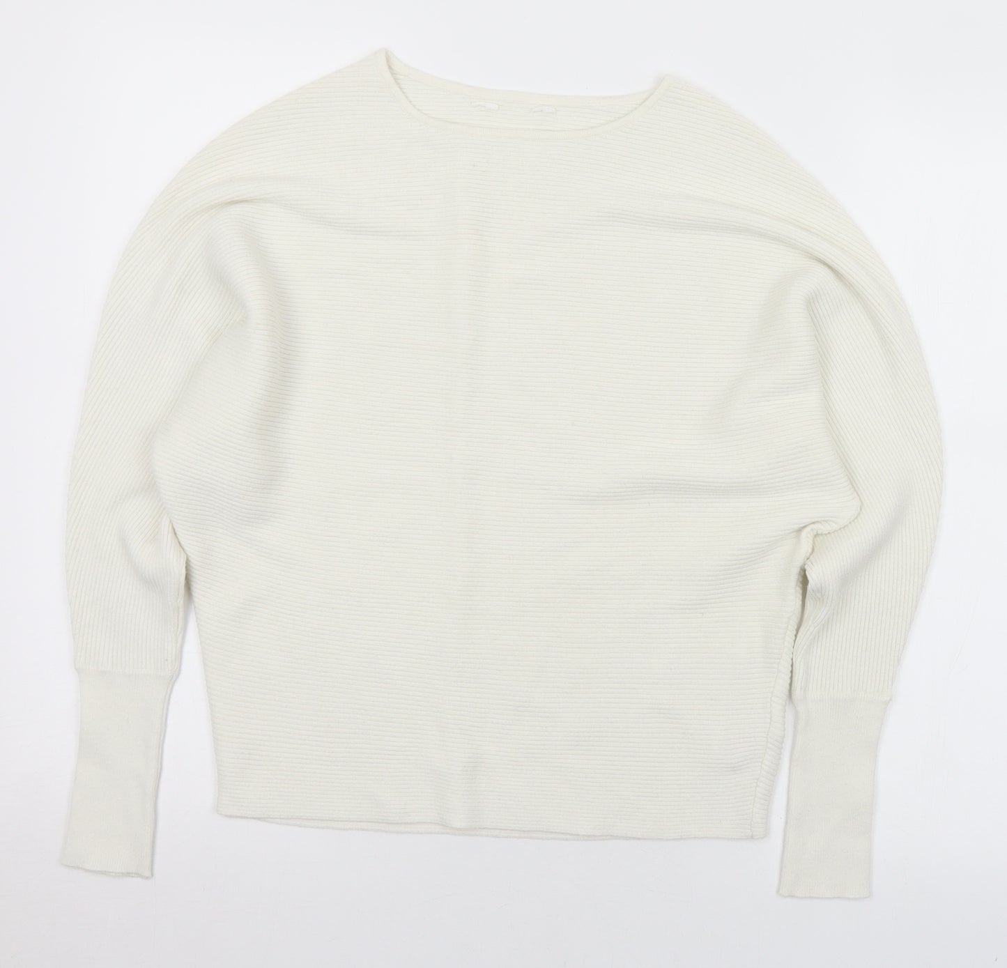 Primark Womens White Round Neck  Viscose Pullover Jumper Size 6