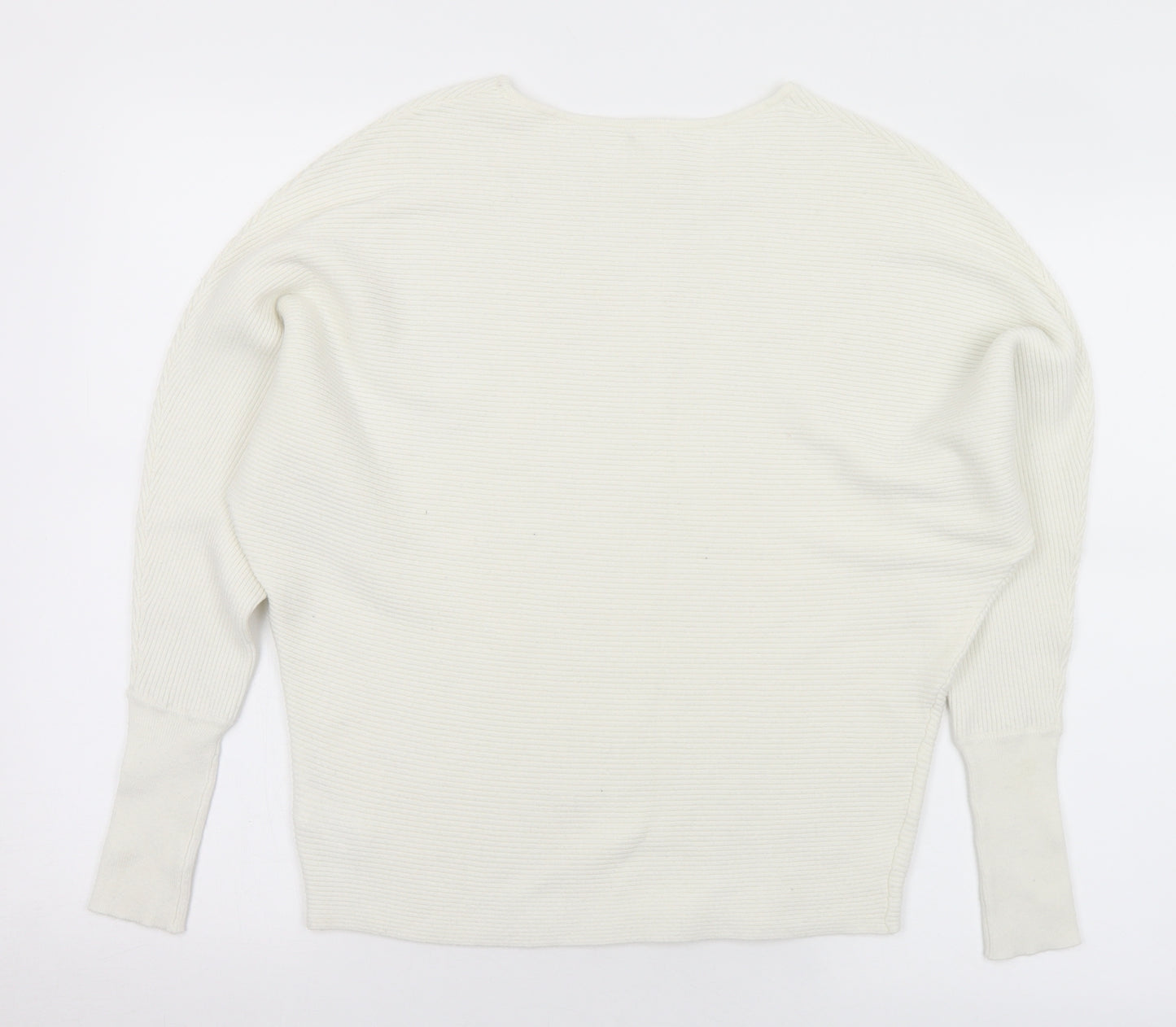Primark Womens White Round Neck  Viscose Pullover Jumper Size 6