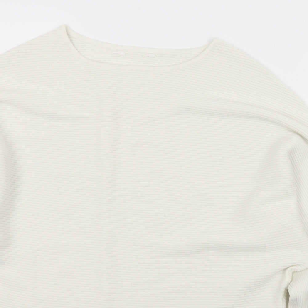 Primark Womens White Round Neck  Viscose Pullover Jumper Size 6