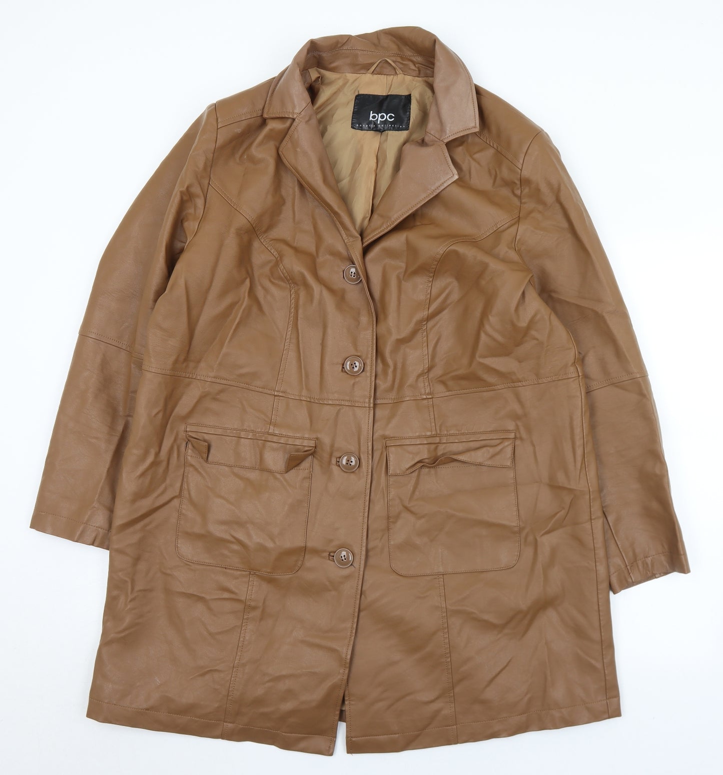 BPC Womens Brown   Overcoat Coat Size 22  Button