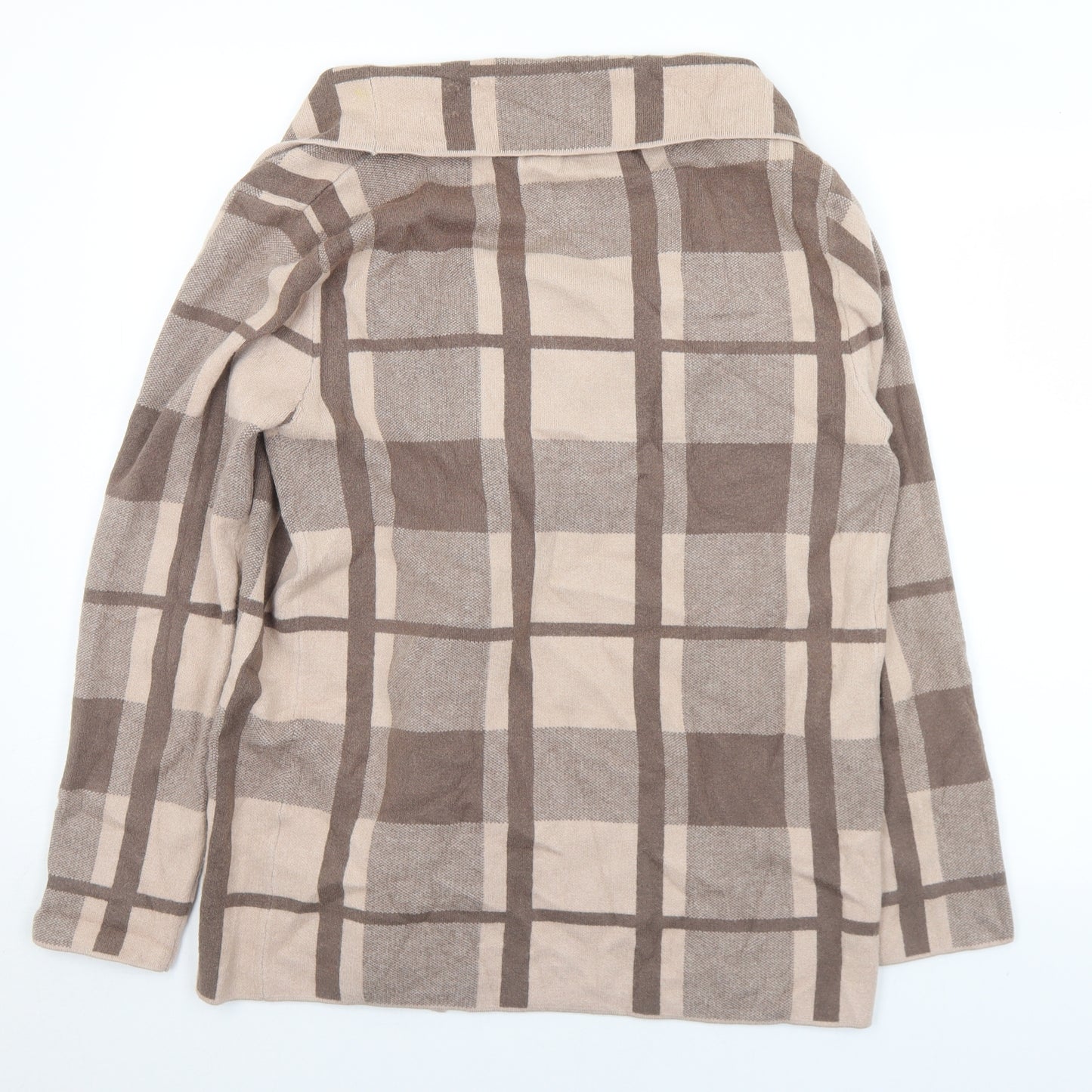 kelidoscope   Womens Brown Collared Plaid Viscose Cardigan Jumper Size 14   - 14/16