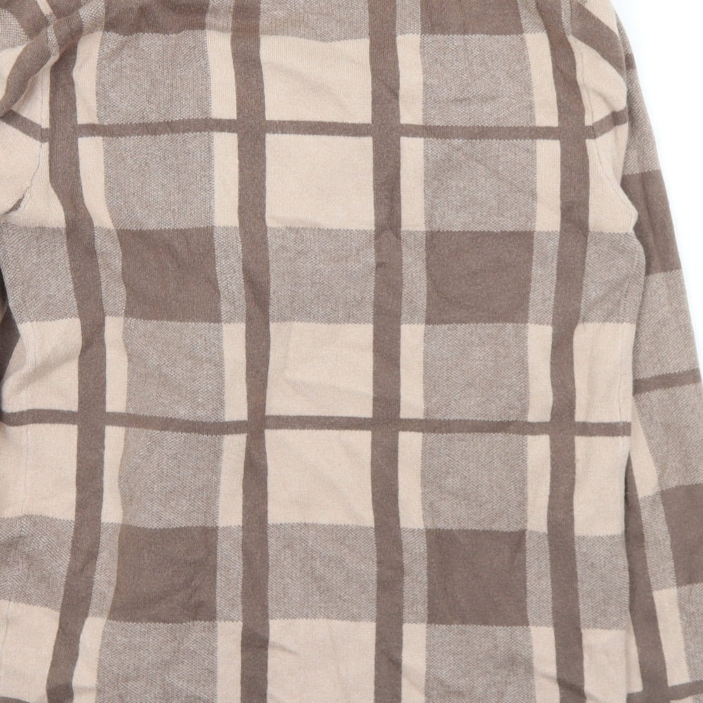 kelidoscope   Womens Brown Collared Plaid Viscose Cardigan Jumper Size 14   - 14/16