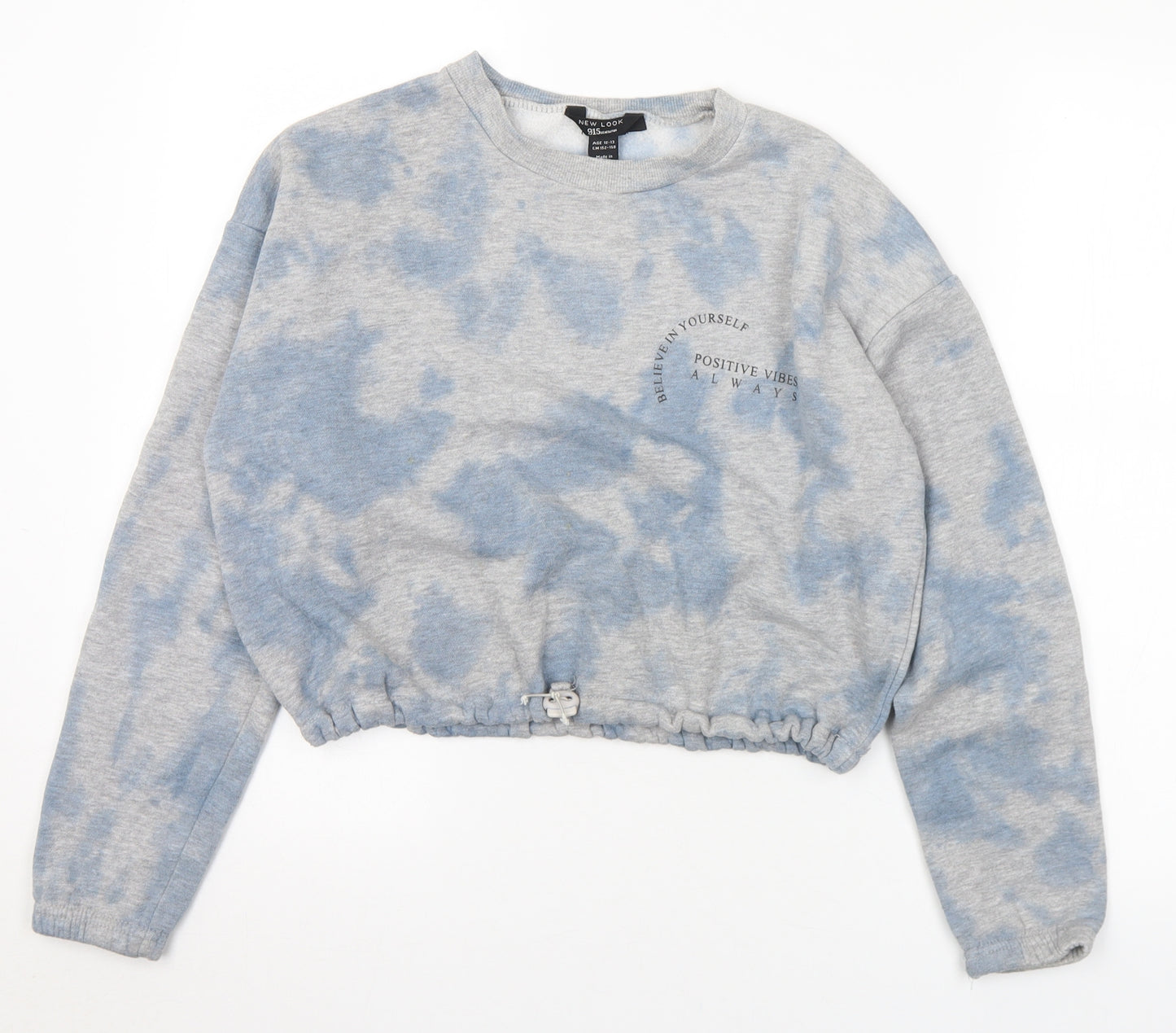 New Look Girls Blue  Polyester Pullover Sweatshirt Size 12-13 Years   - positive vibes