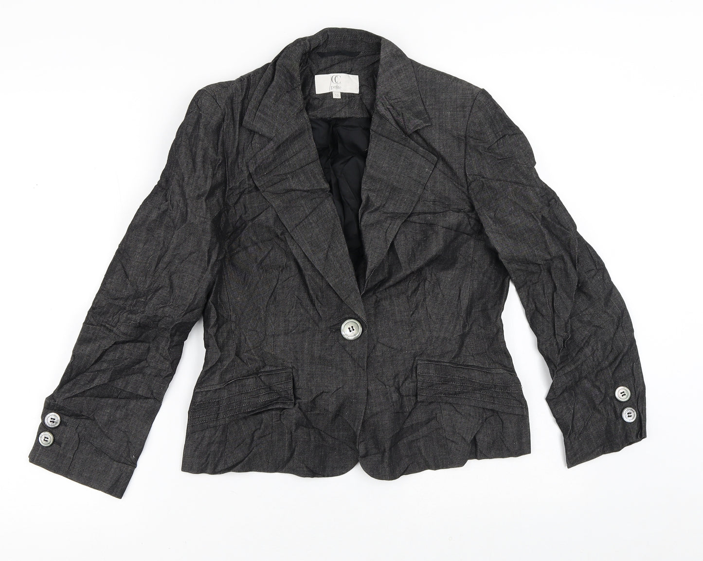 CC Womens Grey Striped  Jacket Blazer Size 10