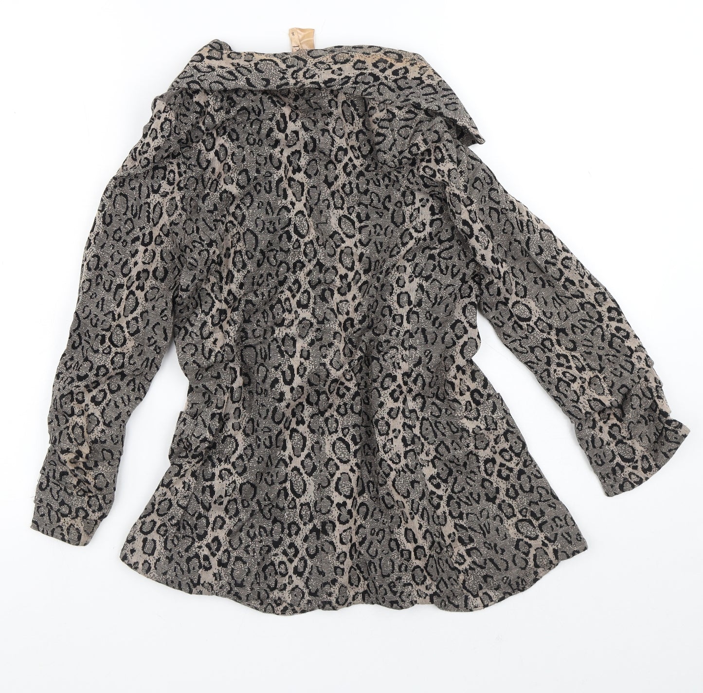 NEXT Womens Brown V-Neck Animal Print Acrylic Cardigan Jumper Size 8