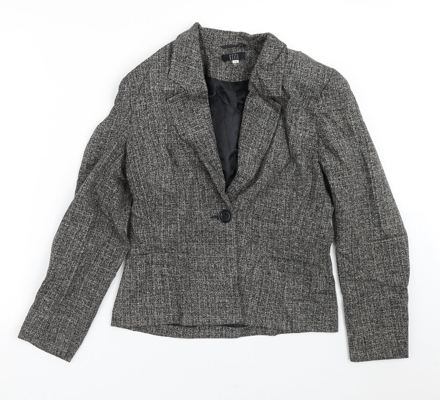 Kesta Womens Grey Geometric  Jacket Blazer Size 12