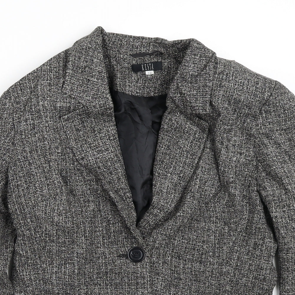 Kesta Womens Grey Geometric  Jacket Blazer Size 12