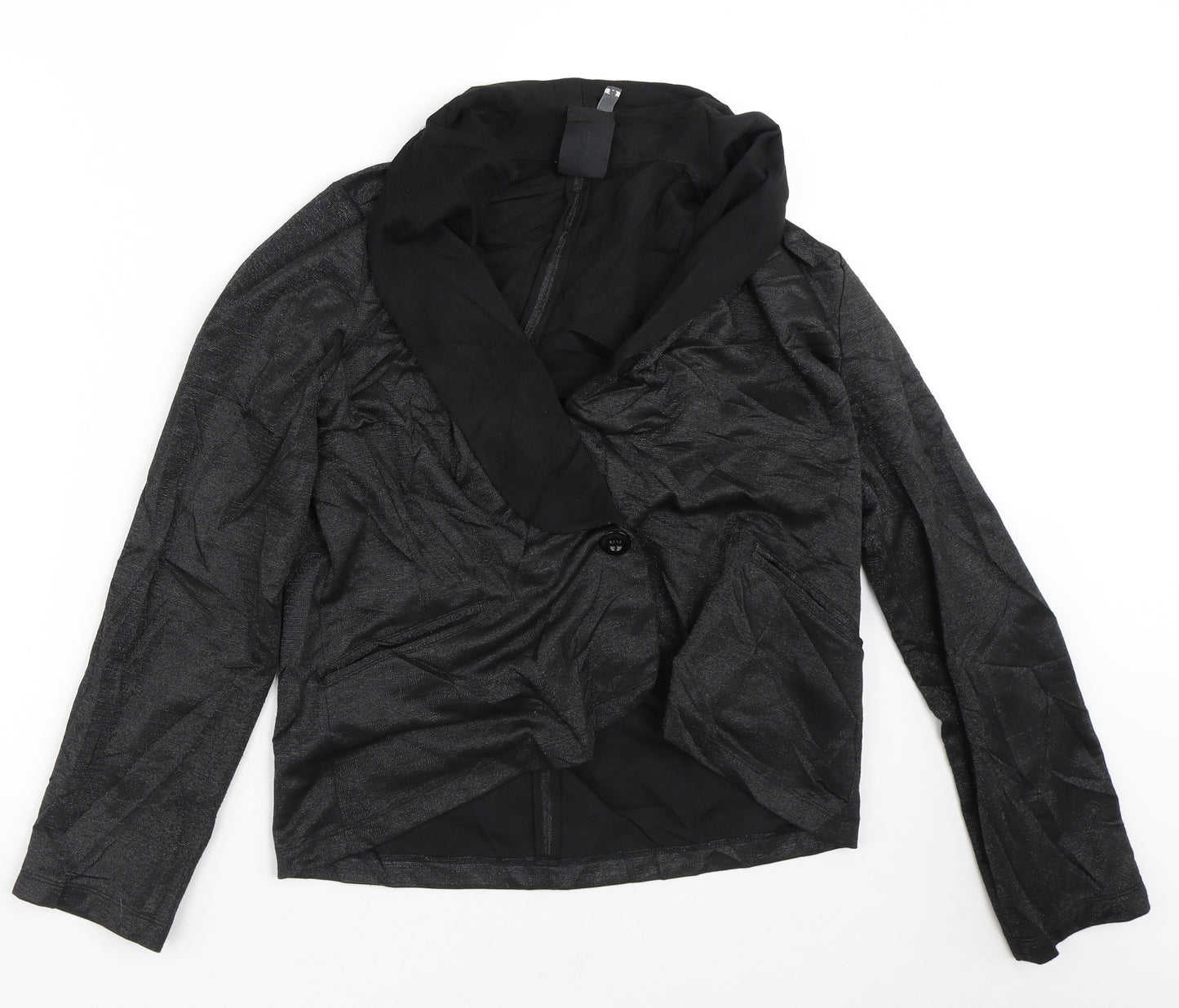 NEXT Womens Black Geometric  Jacket Blazer Size 14