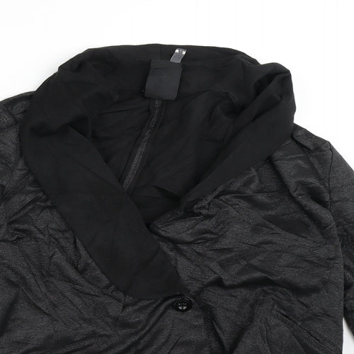 NEXT Womens Black Geometric  Jacket Blazer Size 14