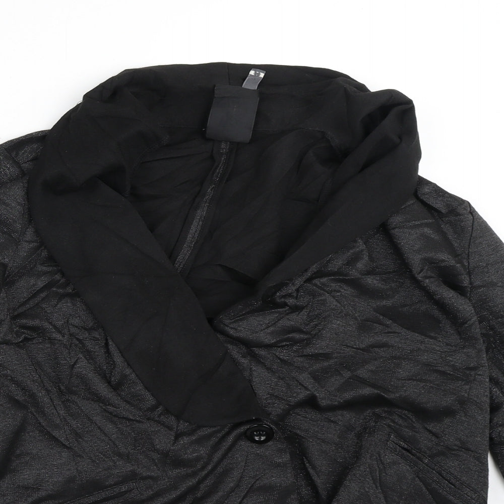NEXT Womens Black Geometric  Jacket Blazer Size 14