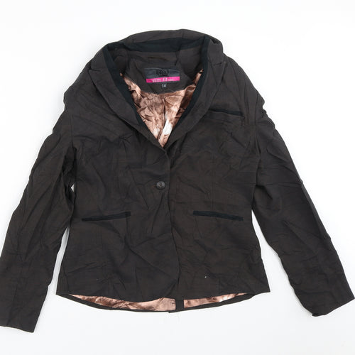 NEXT Womens Brown Plaid  Jacket Blazer Size 14   - Slim fit
