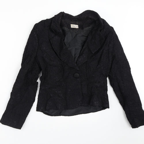 BHS Womens Black Floral  Jacket Blazer Size 10