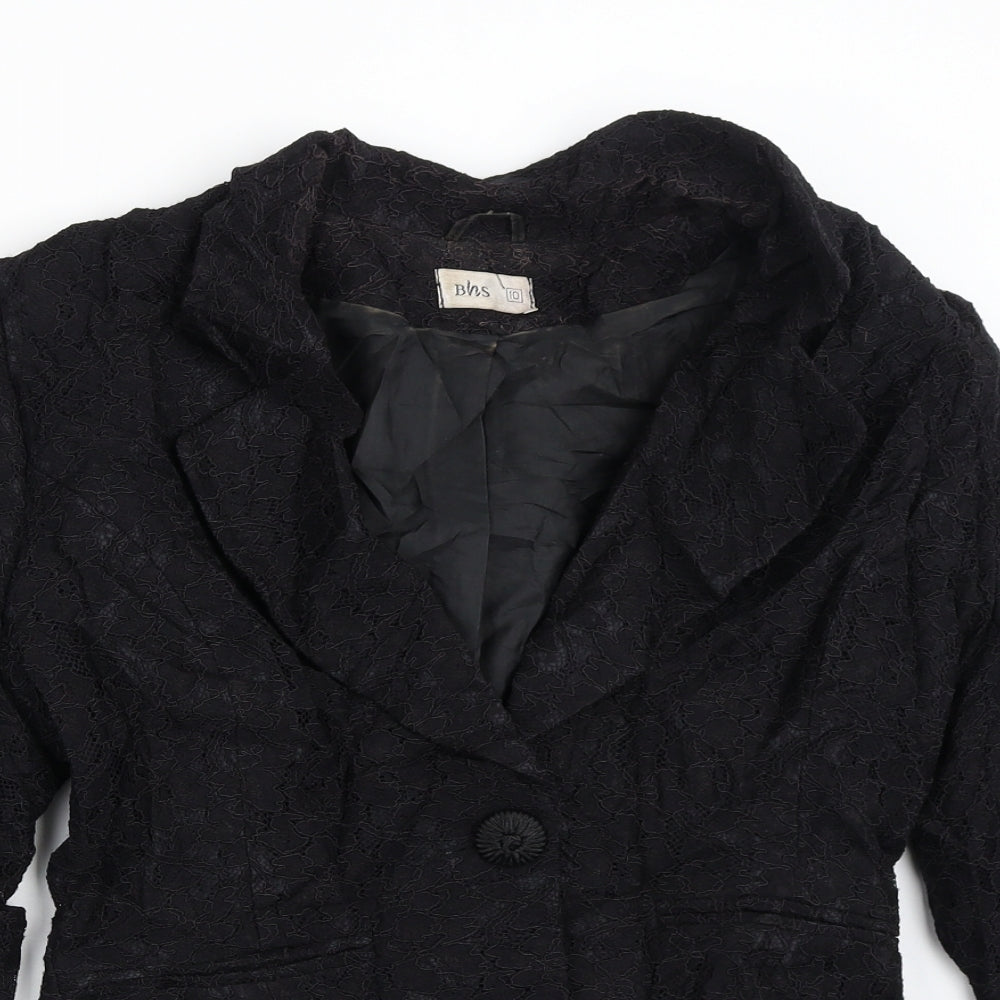 BHS Womens Black Floral  Jacket Blazer Size 10