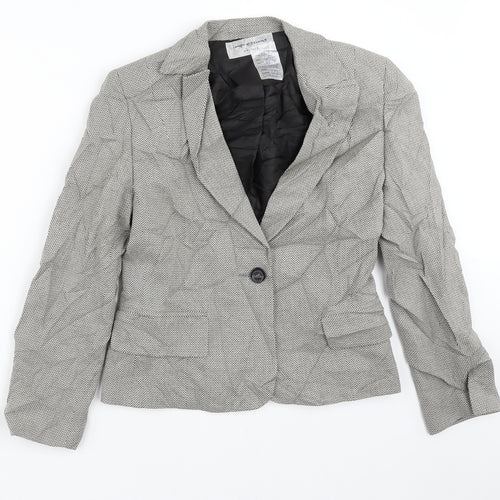 Impressions Womens Beige Geometric  Jacket Blazer Size 10