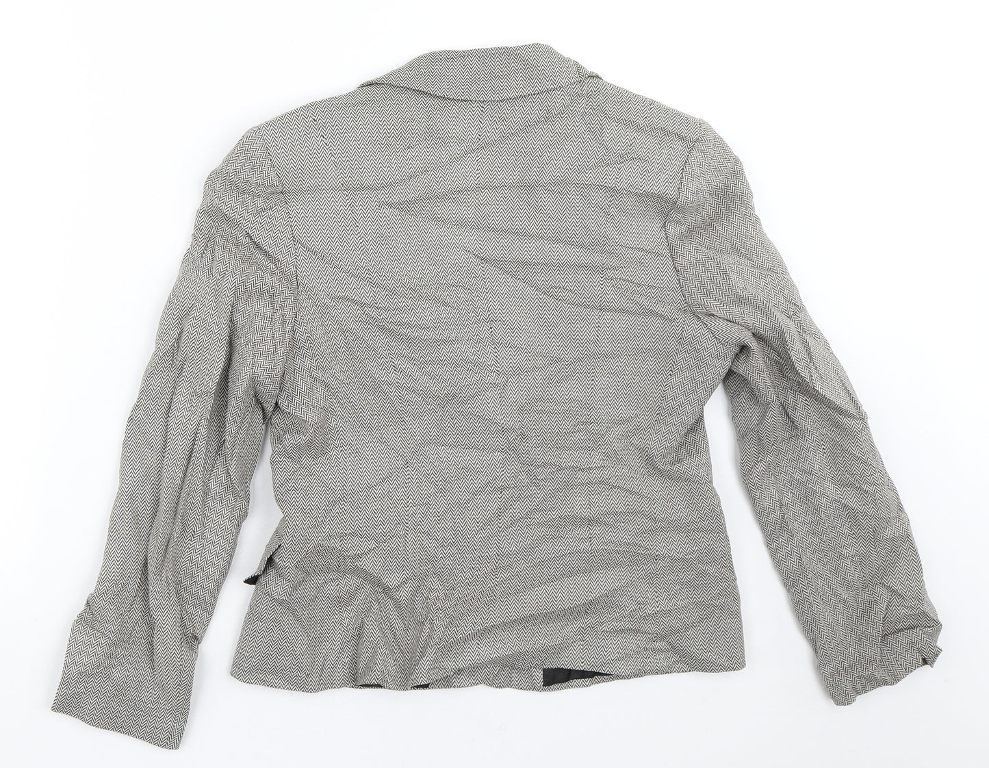 Impressions Womens Beige Geometric  Jacket Blazer Size 10