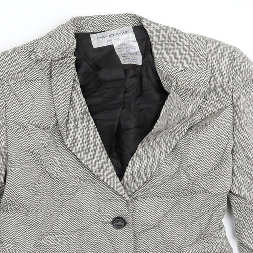 Impressions Womens Beige Geometric  Jacket Blazer Size 10