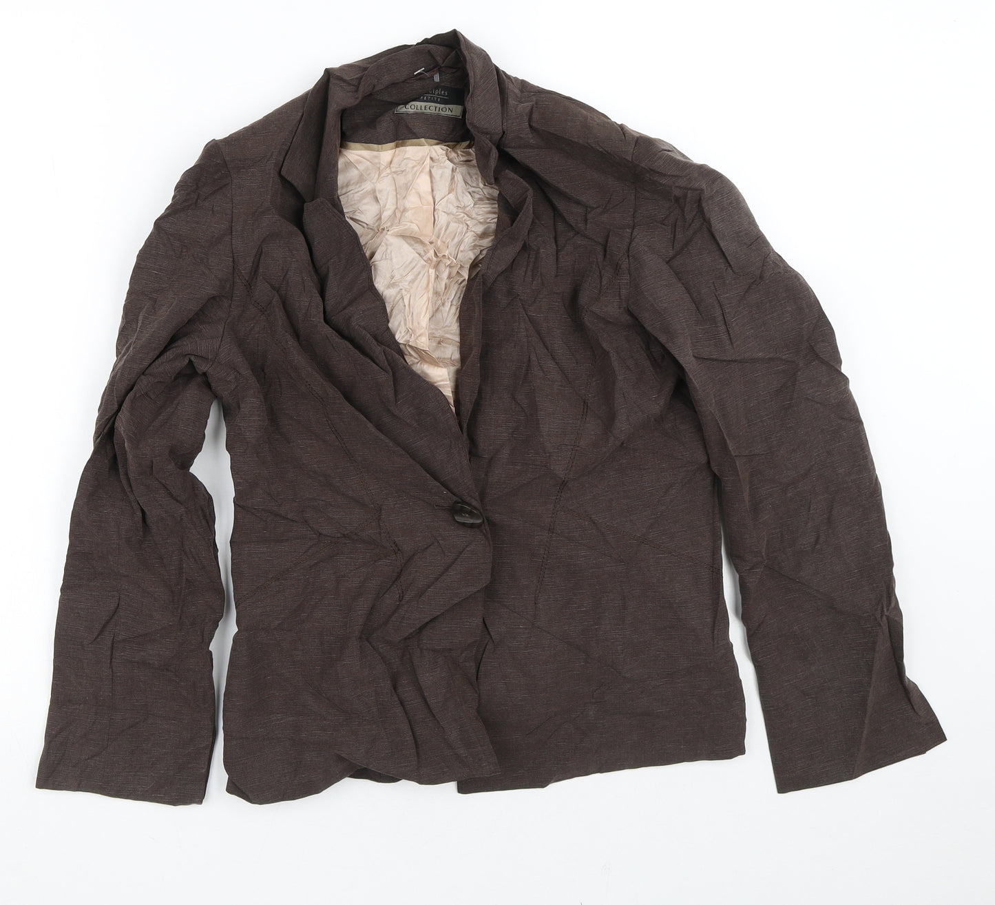 Principles Womens Brown Striped  Jacket Blazer Size 10