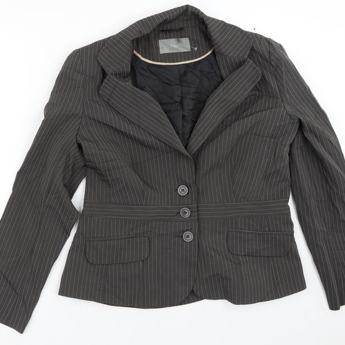 South Womens Brown Striped  Jacket Blazer Size 16
